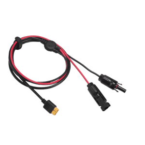 EcoFlow MC4 to XT60 charging cable, 3.5 meters long, coiled neatly with visible connectors on both ends, displayed on a white background.