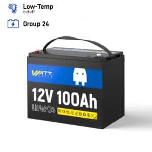 WattCycle 12V 100Ah LiFePO4 deep cycle lithium battery Group 24 for RV solar off-grid power